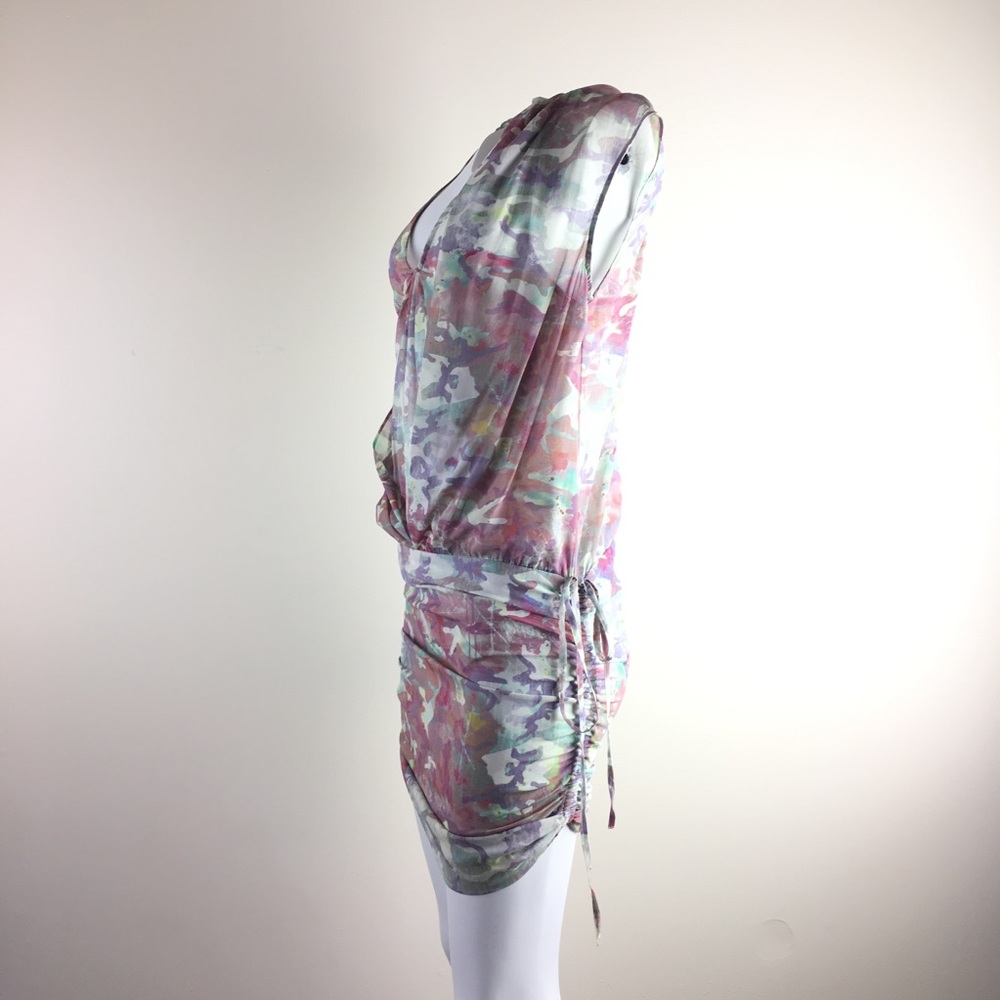 IRO ruched sides silk mini dress camo pink sz 1 - Picture 3 of 7